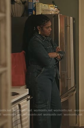 Nina's denim jumpsuit on The Chi