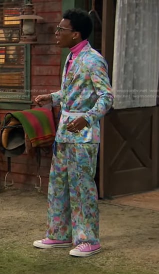 Noah's multicolor print blazer and pants on Bunkd