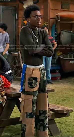 Noah's colorblock camo cargo pants on Bunkd