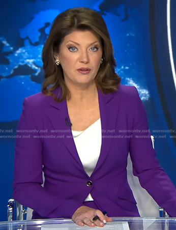 Norah's purple blazer on CBS Evening News