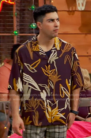 Parker's brown floral print shirt on Bunkd