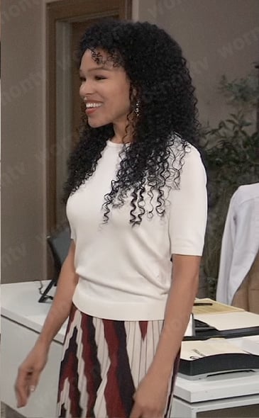 Portia's zig zag stripe pleated skirt on General Hospital
