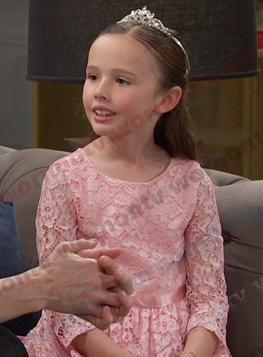 Rachel's pink floral lace dress on Days of our Lives
