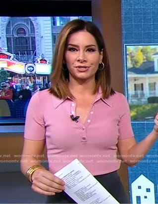 Rebecca's pink polo top on Good Morning America