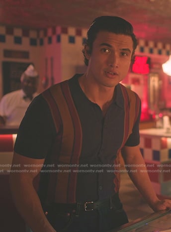 Reggie's navy striped short sleeve shirt on Riverdale