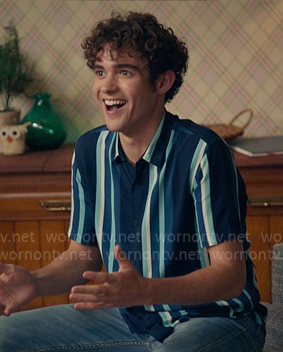 Ricky's blue vertical striped shirt on High School Musical The Musical The Series