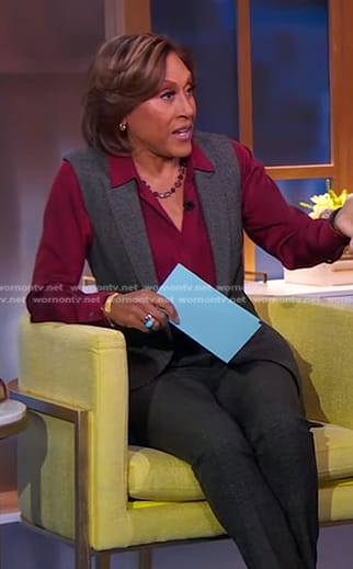 Robin's grey vest and pants on Good Morning America