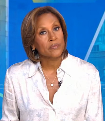 Robin's white marble print blouse on Good Morning America