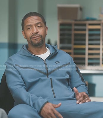 Rolando's blue track jacket and joggers on The Chi