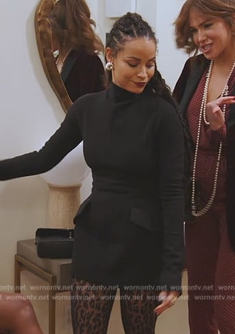 Sai's black turtleneck mini dress on The Real Housewives of New York City
