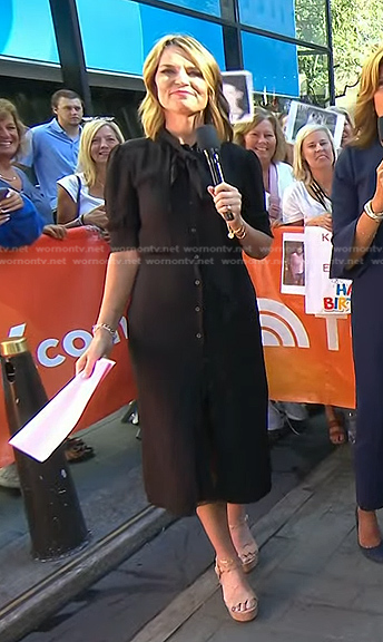 Savannah's black tie neck shirtdress on Today