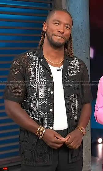 Scott's black crochet lace shirt on Access Hollywood