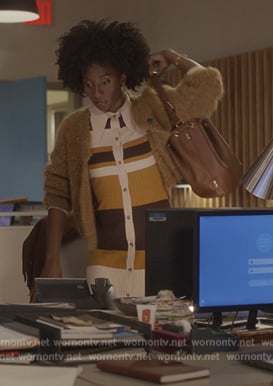 Serena's striped ribbed shirtdress on And Just Like That