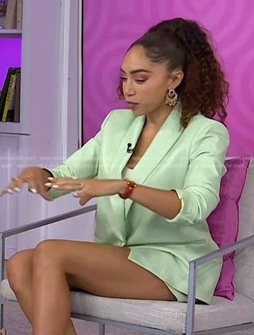 Shan Boodram's mint green blazer and shorts on Today