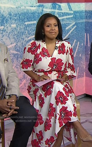 Sheinelle's white and red floral print dress on Today