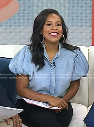 Sheinelle's puff sleeve denim top on Today