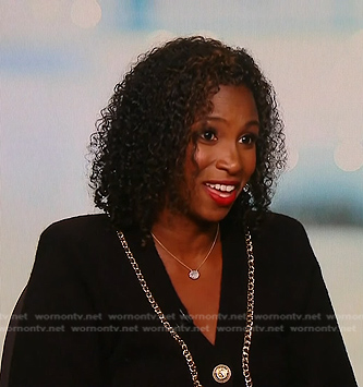 Dr. Stephanie M. Thompson's black chain trim cardigan on Today