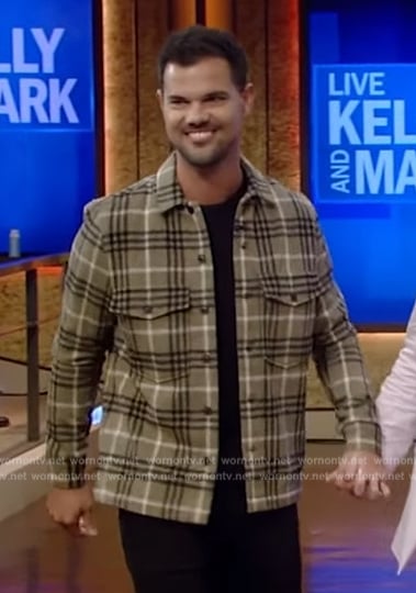 Taylor Lautner's plaid flannel jacket on Live with Kelly and Mark