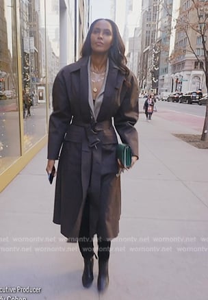 Ubah's black trench coat on The Real Housewives of New York City