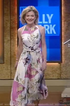 Victoria Clark's floral sleeveless dress on Live with Kelly and Mark