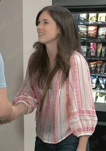 Willow's pink patterned stripe top on General Hospital