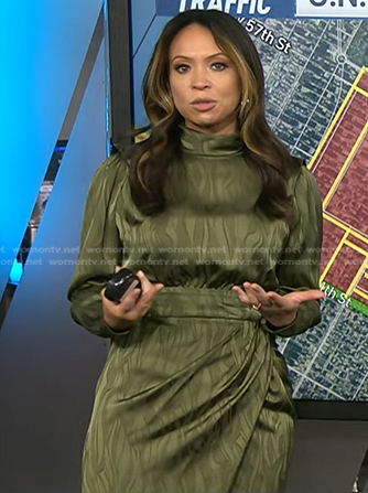Adelle's green mock neck satin dress on Today