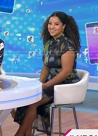 Arianna Davis's black print slit dress on Today