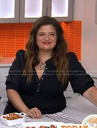Alex Guarnaschelli's black puff sleeve top on Today