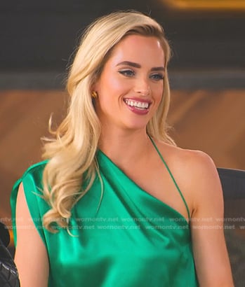 Alexandra's green one-shoulder satin top on Selling the OC