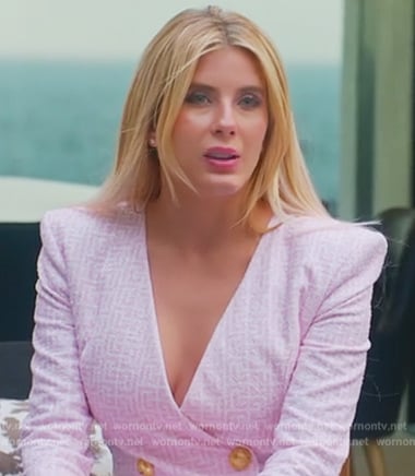 Alexandra's pink logo print blazer dress on Selling the OC