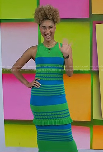 Ally's green and blue striped knit dress on Today