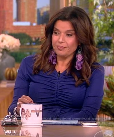 Ana's blue ruched front top on The View
