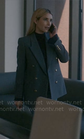 Anna's grey double-breasted blazer on American Horror Story Delicate