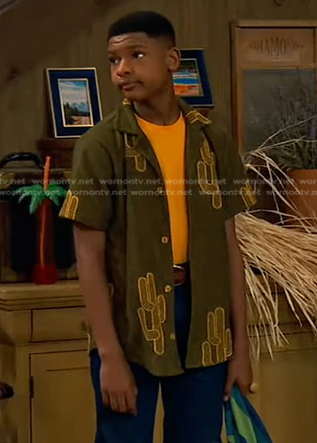 Bill's green cactus print shirt on Bunkd