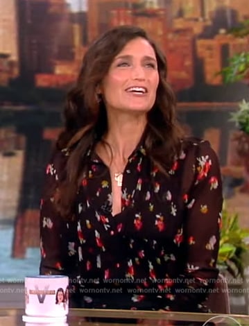 Cara Mentzel's black floral print blouse on The View
