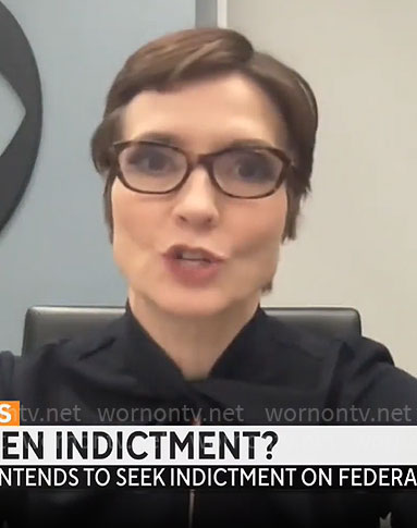 Catherine Herridge's black twist neck dress on CBS Mornings