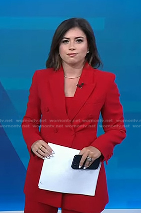Chloe's red blazer and pants on Today