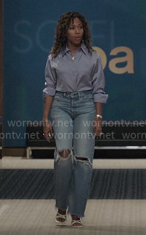 Chris's distressed jeans on The Morning Show