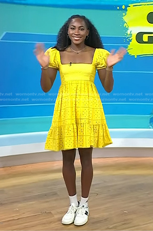 Coco Gauff's yellow eyelet dress on Today