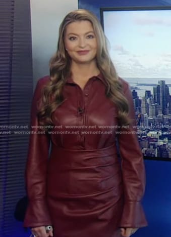 Dani Beckstrom's burgundy leather Dress on Good Morning America