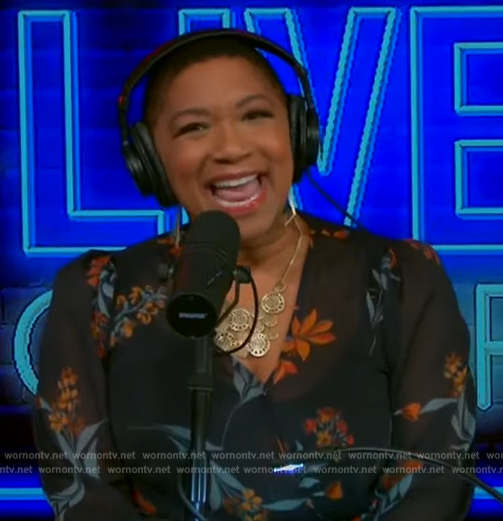 Deja Vu's green floral print wrap dress on Live with Kelly and Mark