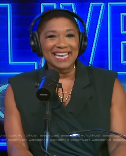 Deja Vu's green sleeveless wrap dress on Live with Kelly and Mark