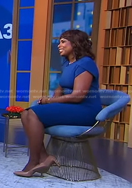 Dr. Lynn O'Connor's blue tulip sleeve dress on Good Morning America