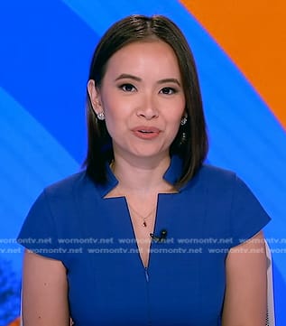 Em Nguyen's blue notch collar dress on Good Morning America