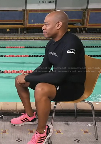 DeMarco Morgan's black rash guard and pink sneakers on Good Morning America
