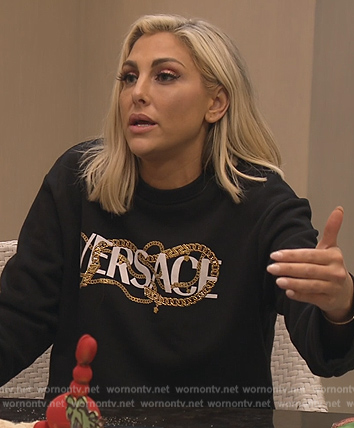 Gina's black Versace sweatshirt on The Real Housewives of Orange County