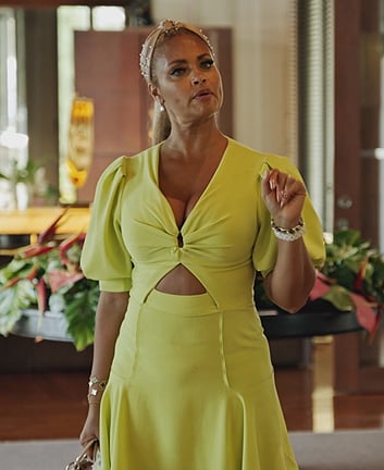 Gizelle's lime twist front mini dress on The Real Housewives Ultimate Girls Trip