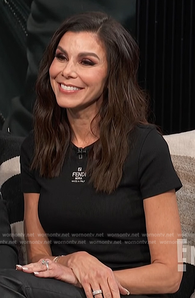 Heather's Fendi logo top on E! News