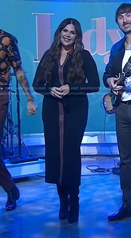 Hillary Scott's black contrast collar zip front dress on Today