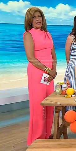 Hoda's pink sleeveless wide-leg jumpsuit on Today